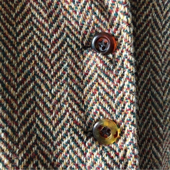 Vintage holiday wool chevron print full button blazer in size S - Picture 4 of 11